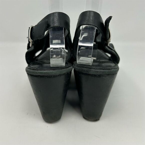 Born Women's Black Leather Strappy Studded Slingback Wedge Sandals Size 7 - Picture 10 of 15